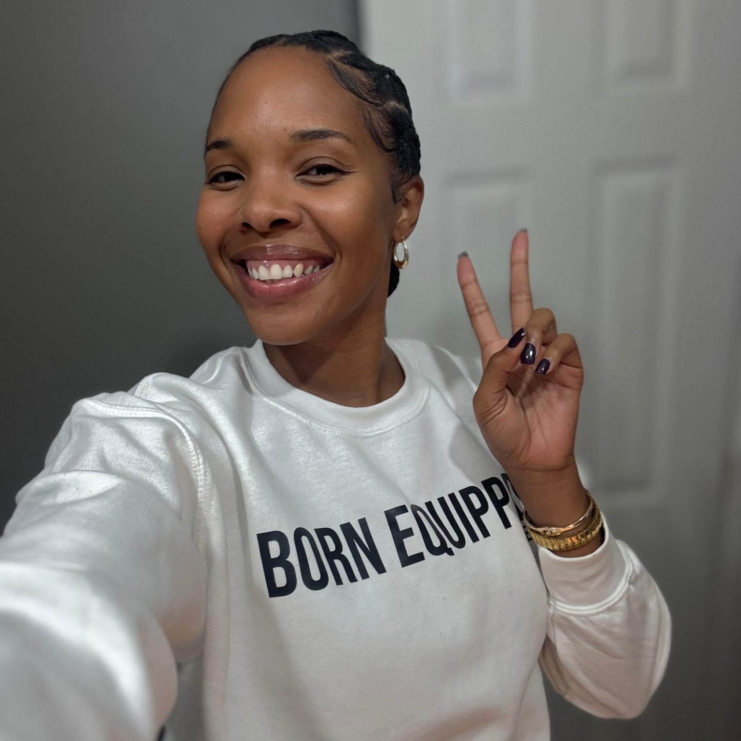 Born Equipped Unisex Sweatshirt- White and Black