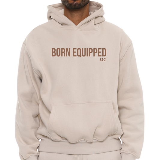 PRE-ORDER-Born Equipped Stringless Hoodie-Tan/Brown