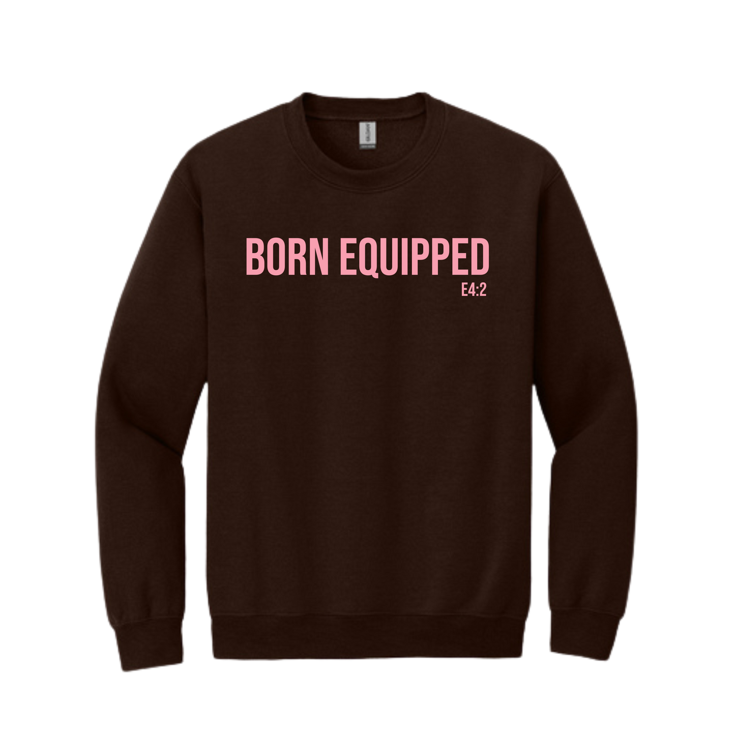 Born Equipped Unisex Sweatshirt- Brown and Light Pink