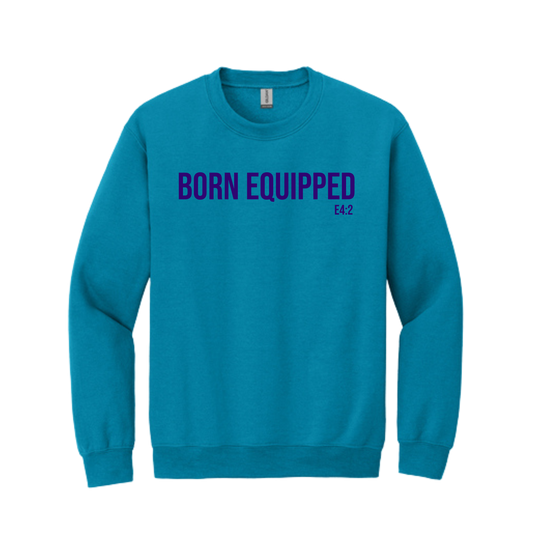 Born Equipped Unisex Sweatshirt- Sapphire and Purple