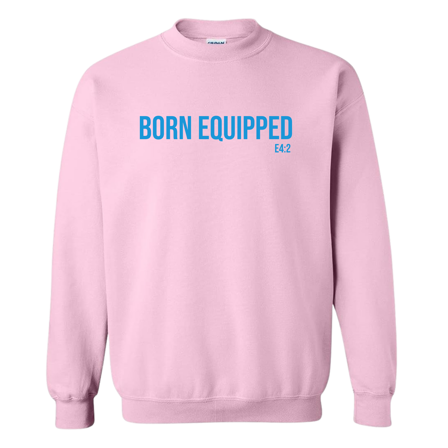 Born Equipped Unisex Sweatshirt-Pink/Columbia Blue