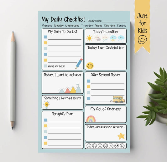 Kids Daily Activity Checklist: 50 Page Notepad
