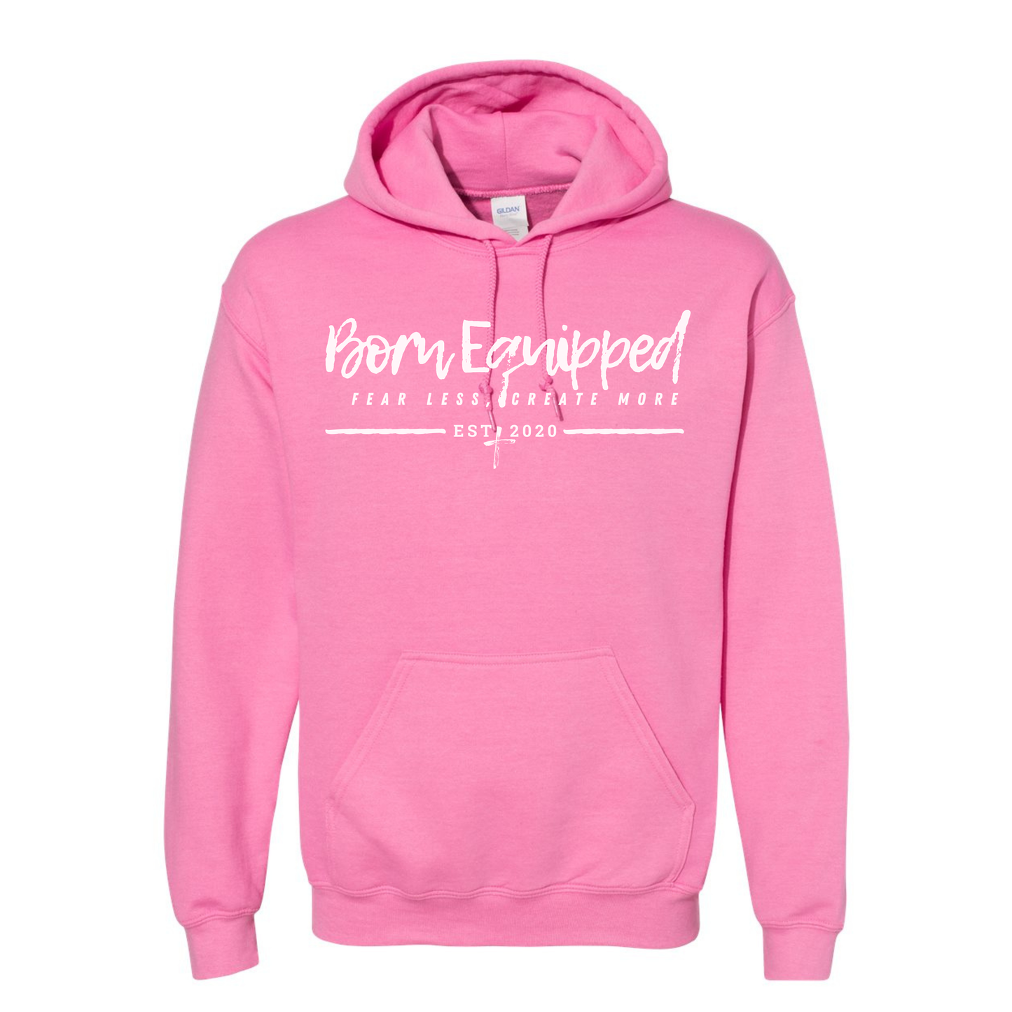 Fear Less.Create More Unisex Hoodie-Azalea Pink/white
