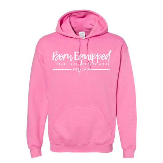 Fear Less.Create More Unisex Hoodie-Azalea Pink/white